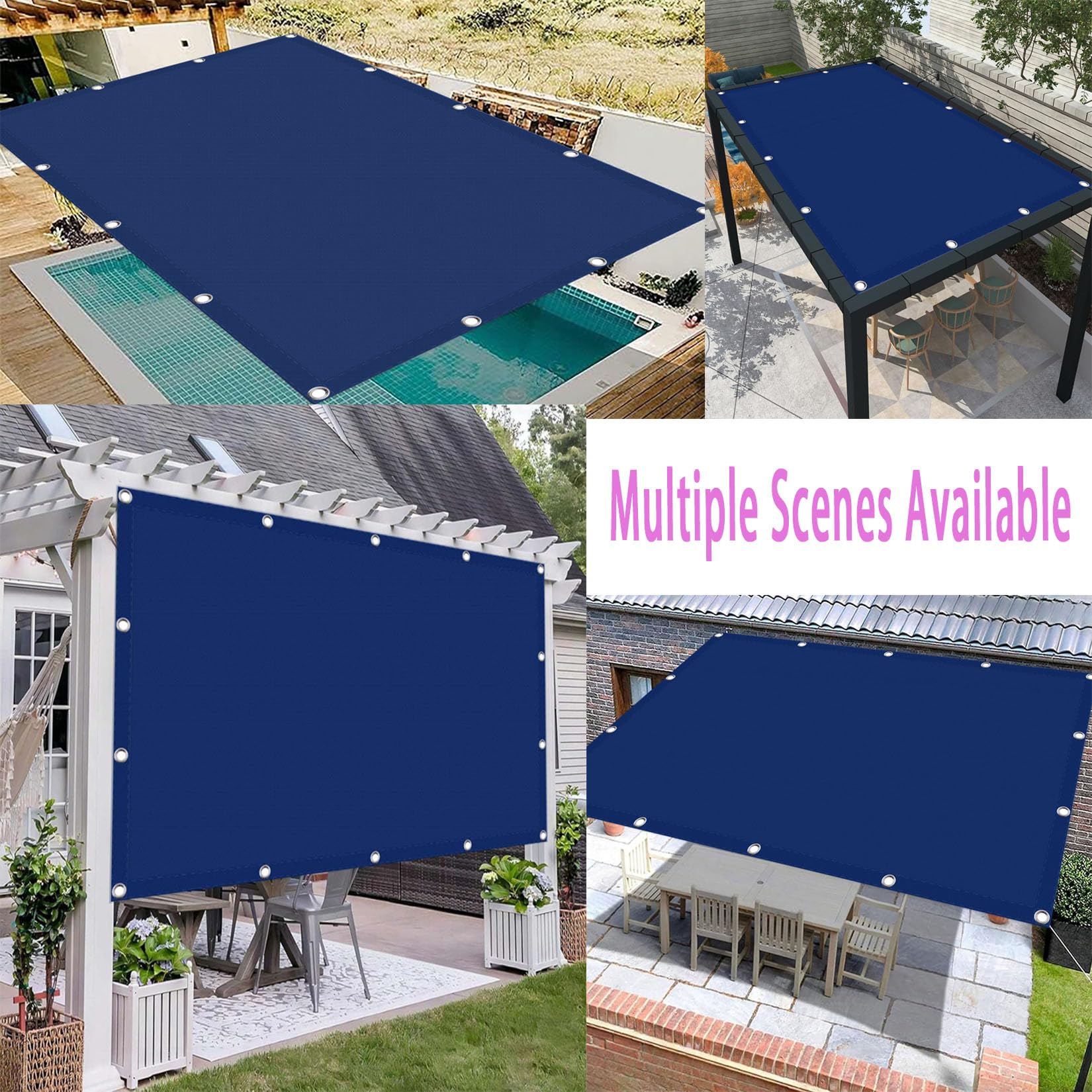 Sonnensegel 180 x 180 cm Wasserabweisend UV Schutz 98% UV Schutz Segeltuch Anpassbare Größe für Außenbereiche Wie Garten Und Balkone, Terrasse, Dunkelblau