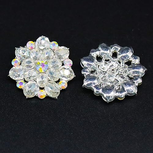 JEGOYER 2 botones de diamantes de imitación adornos de apliques de cristal en ropa decoración de joyas para manualidades boda fiesta ramo de ropa