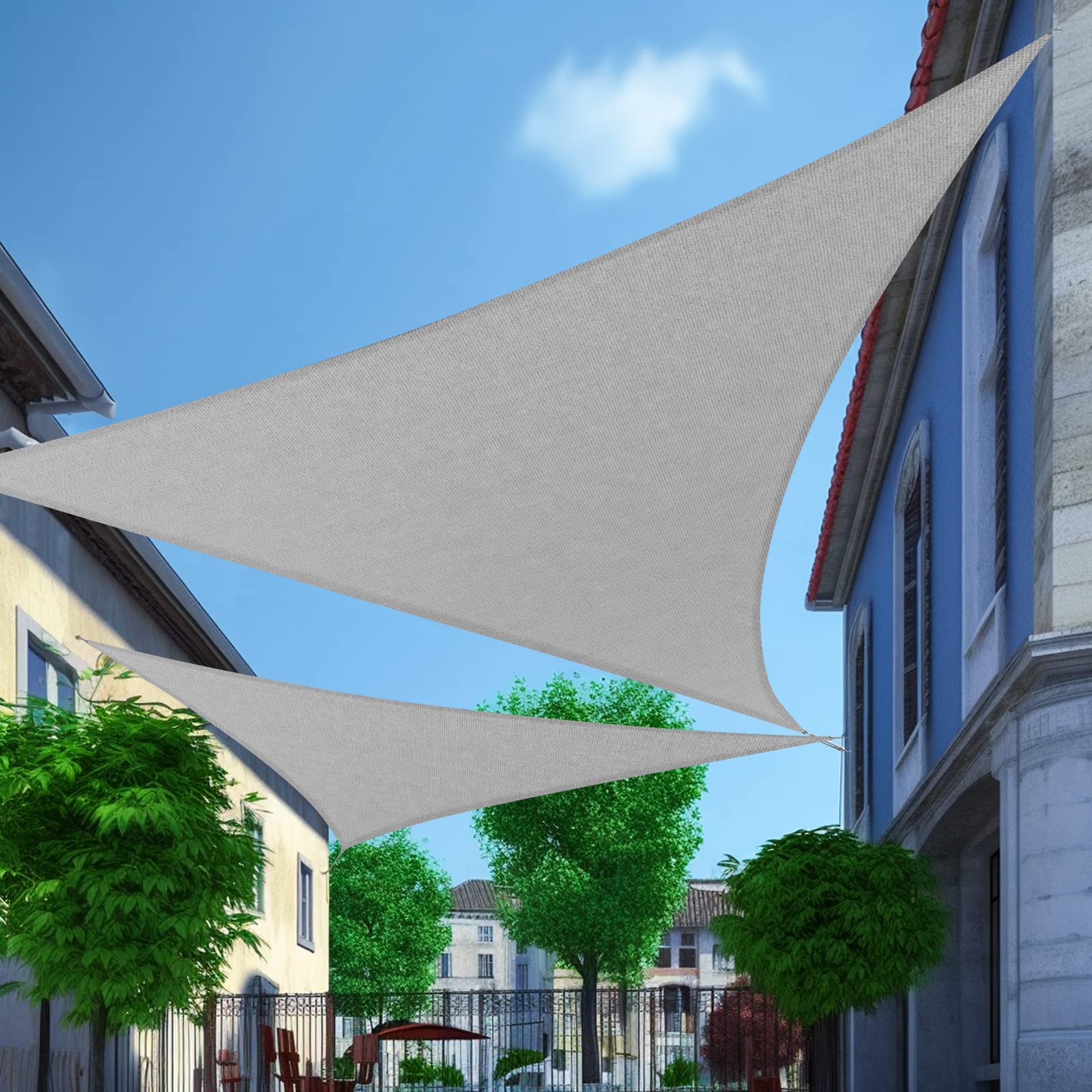 Voile d'ombrage triangulaire gris clair 3x3x3m auvent respirant jardin