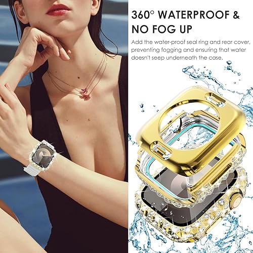 Miniatura 5 de Surace Funda impermeable 2 en 1 compatible con Apple Watch Series 9, Series 8 Series 7 de 1.614 pulgadas, protector de pantalla de diamante con