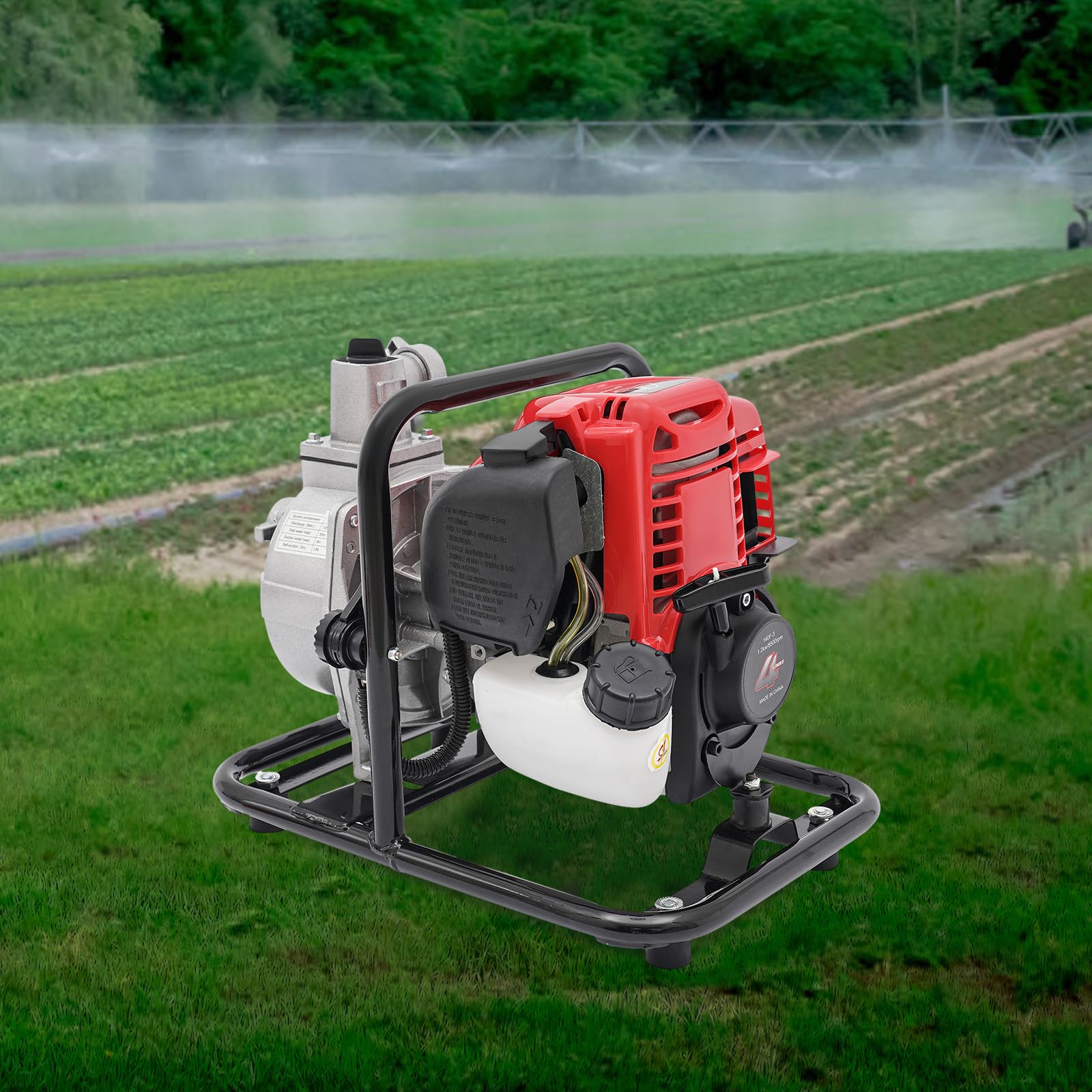 Bomba de agua, motor de gasolina portátil, 1,2 kW, 4 tiempos, 35,66 GPM