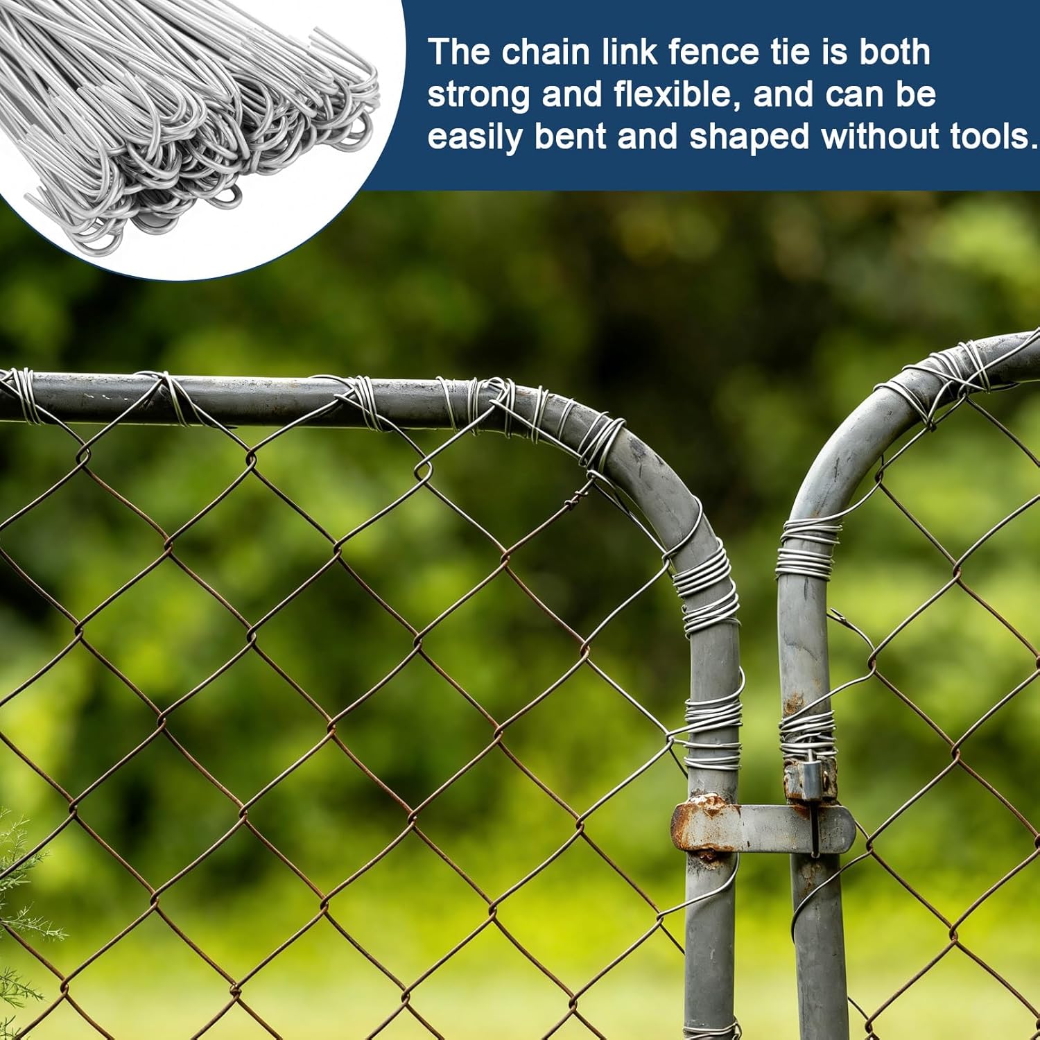 100 Pack 10.62 Inch Chain Link Fence Ties 11 Gauge Aluminum Fence Wire Ties Heavy Duty Metal Ties Hook for Chainlink Fence Repair Garden, Dog Kennel, Posts and Rails