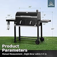 Vista 8 de MFSTUDIO Multifunctional Extra Large 49 Inch BBQ Charcoal Grills with Temperature Control, Side Table and Easy Clean Ash Tray, Barrel Barbecue Grill