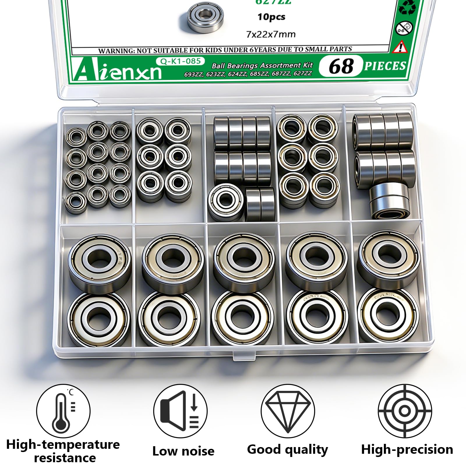 68PCS Ball Bearings Kit - 693ZZ, 623ZZ, 624ZZ -4