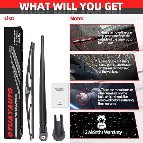 Vista 63 de Repuesto para Honda Odyssey 2005-2010, juego de limpiaparabrisas trasero - OTUAYAUTO Factory OEM Replacement 76720SHJA01 Brazo y cuchilla