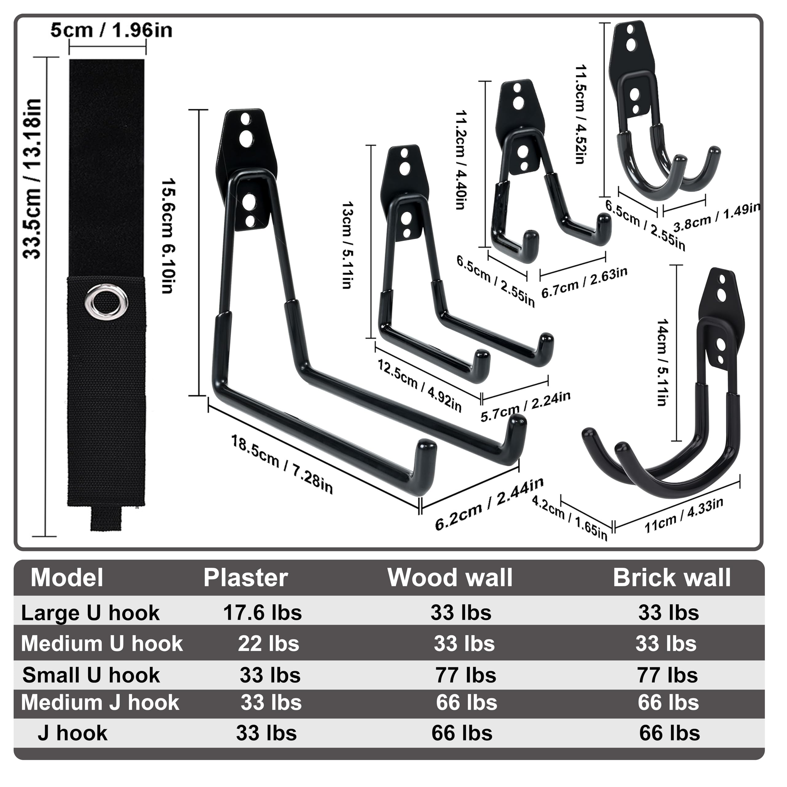 16 confezioni di organizer per ganci a parete da garage per corde ad alte prestazioni per garage, portatubi e organizzazione - design durevole e salvaspazio per uso domestico, garage e officina
