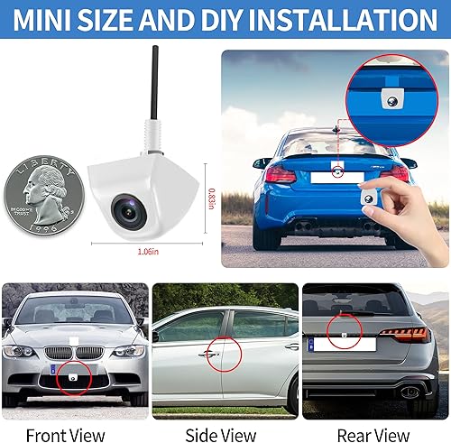 Miniatura 4 de Cámara de retrocesofrontallateral, HD 720P Metal OEM estilo 170 grados gran angular IP69K impermeable visión nocturna transparente cámara de visión