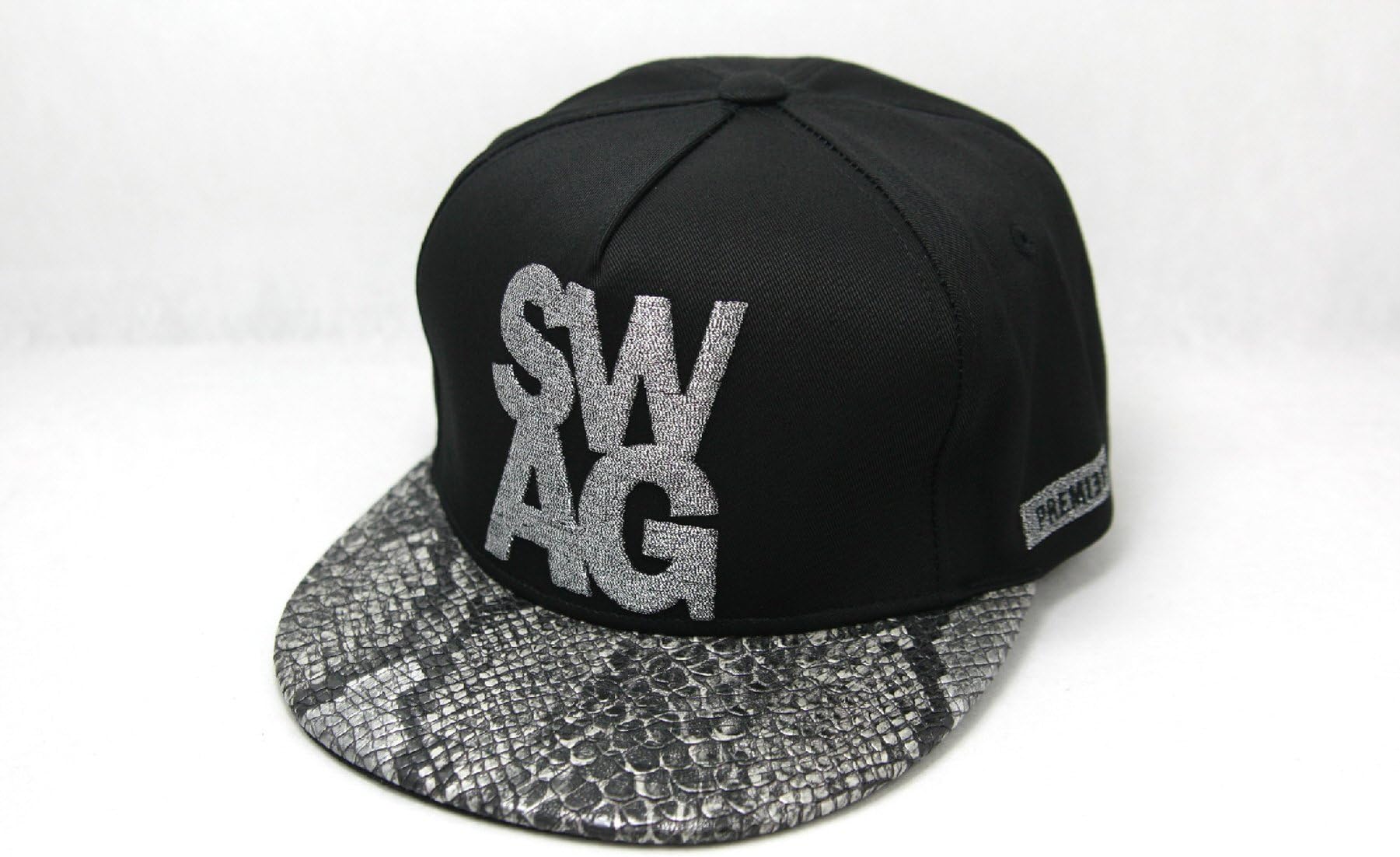 Uncleyong Snakeskin Brim Swag Snapback Hats Caps Silver