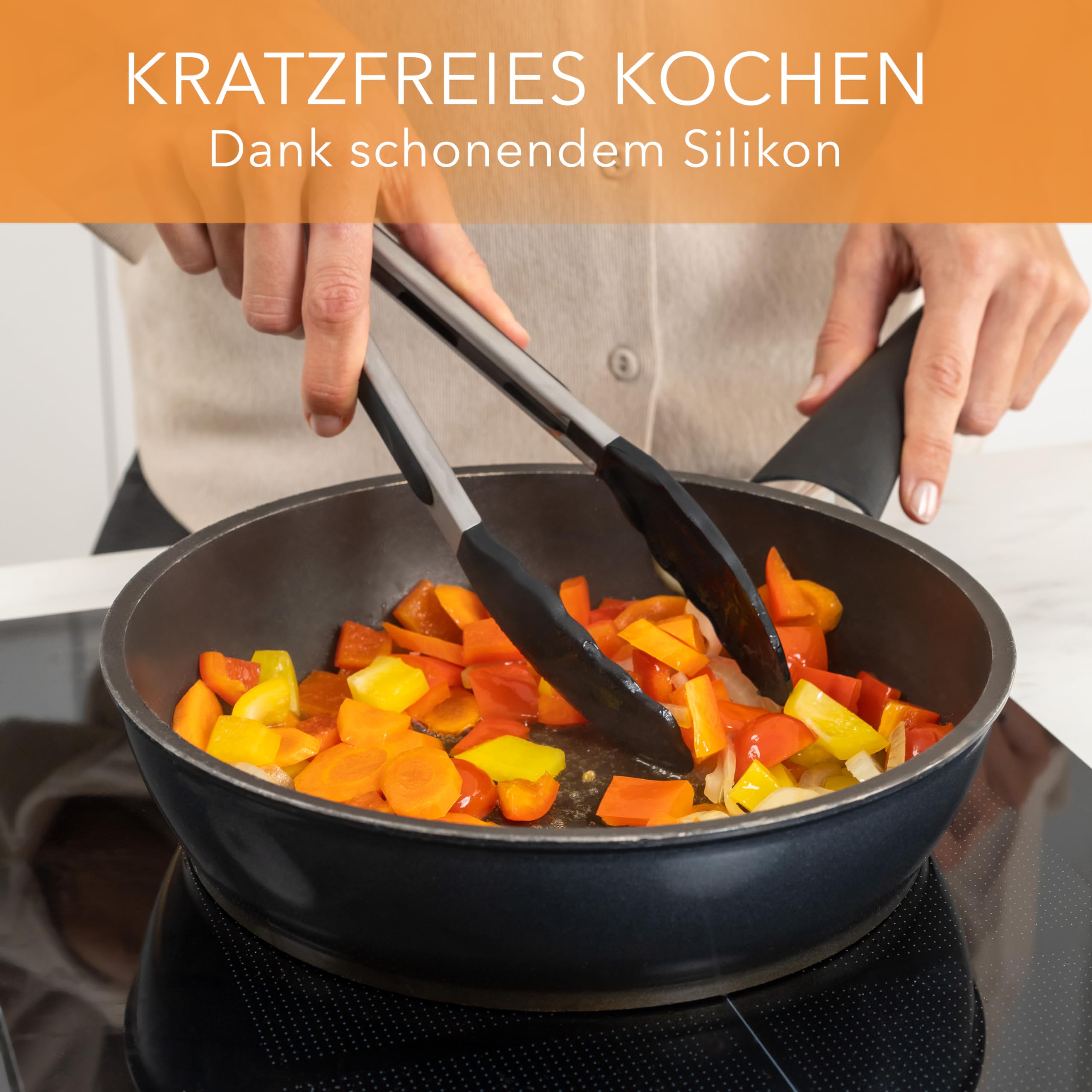 10 Pezzi Set di Utensili da Cucina in Silicone Professionali, Resistente al Calore Antiaderenti Strumento di Cottura, Pinza Cucchiaio Frusta Mestolo Spatola Pennello Alimentare Manico Accessori Kit