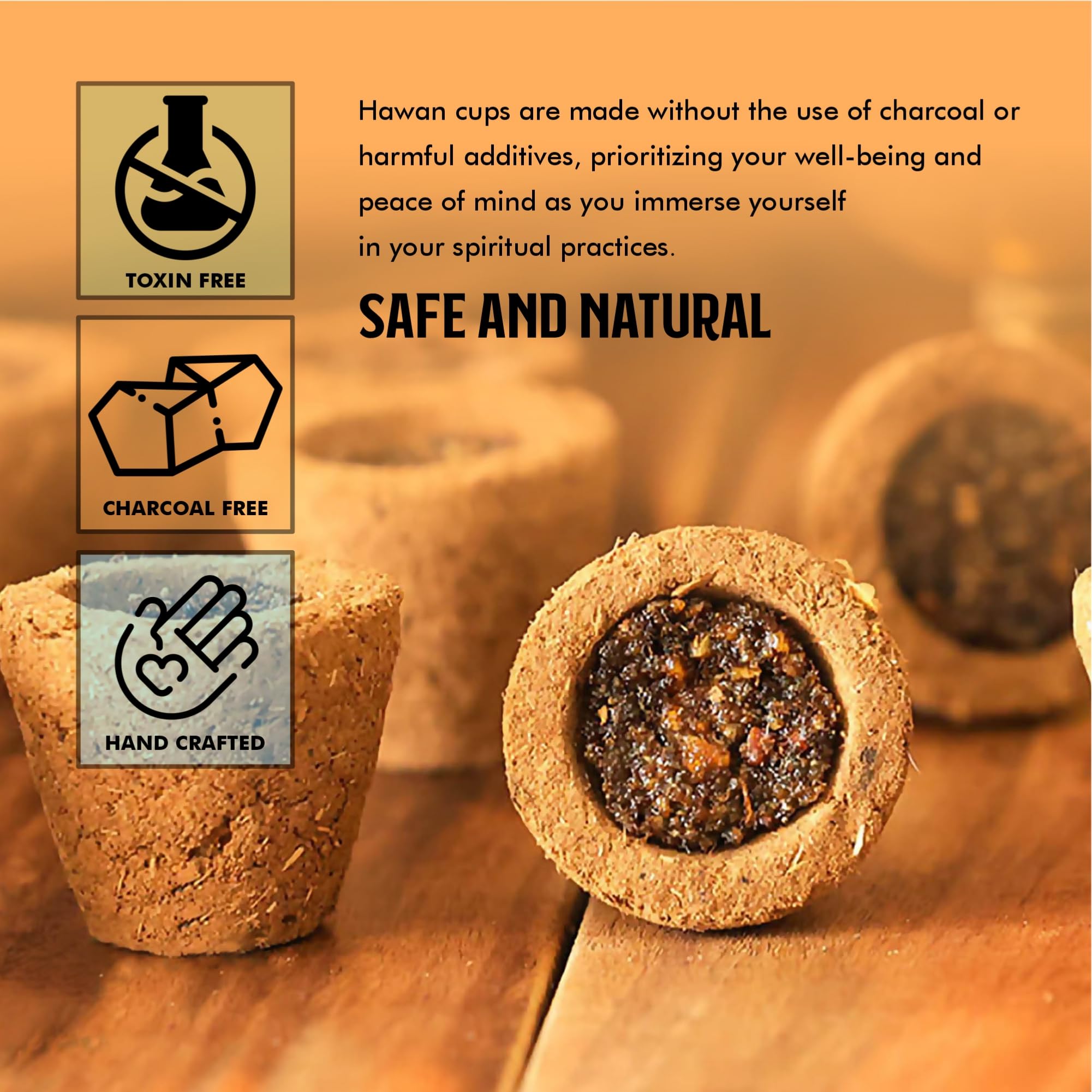 DEVALAYA Sambrani Havan Cups for Pooja (72 Cups, Pack of 6 Box), 100% Organic & Charcoal-Free, Infused with Orignal Guggal & Natural Loban, Hawan Samagri & Bhimseni Kapoor, No Artificial Scent 4