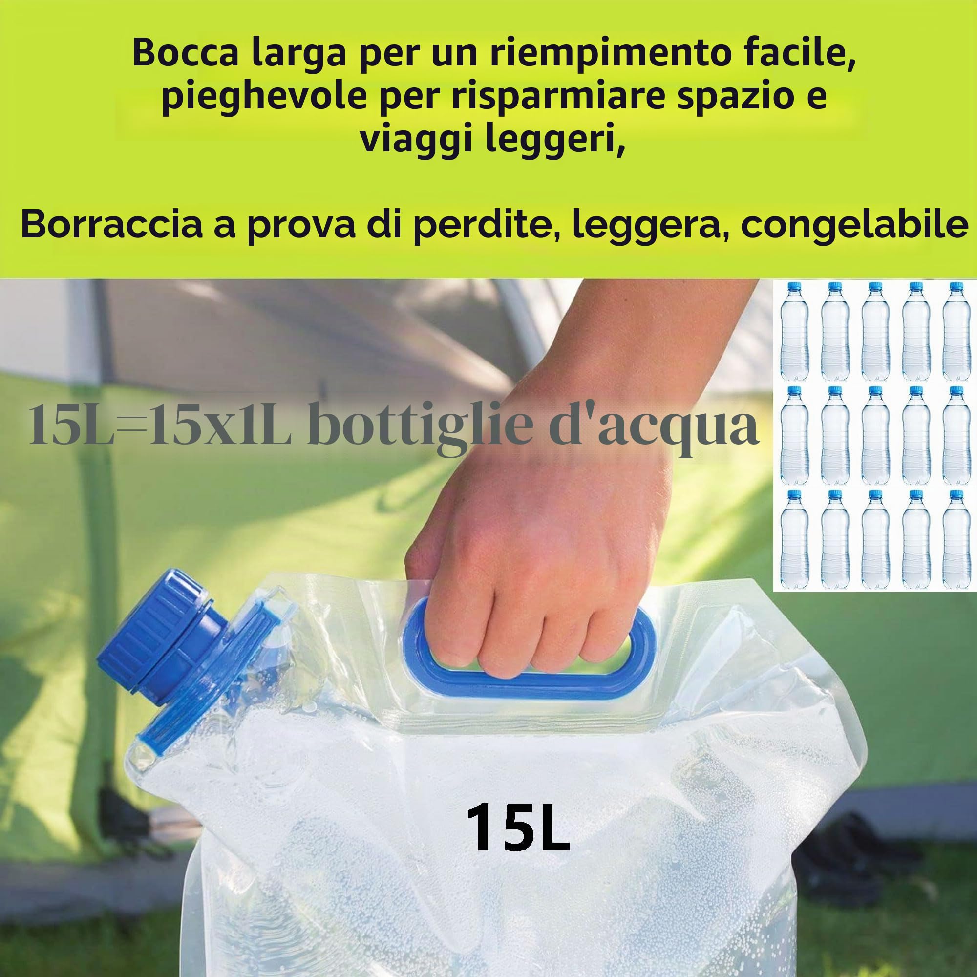 Borsa Porta Acqua Pieghevole Contenitori Pieghevoli Acqua Riutilizzabili Acqua Tanica con Rubinetto Tanica Acqua Campeggio Taniche Pieghevoli per Acqua Tanica dell'Acqua Trasportabile