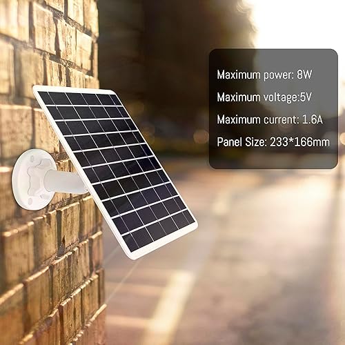 Miniatura 2 de Panel solar de 8 W compatible con cámara de batería recargable, para cámara de seguridad al aire libre, cargador solar de cámara de 5 V, impermeable