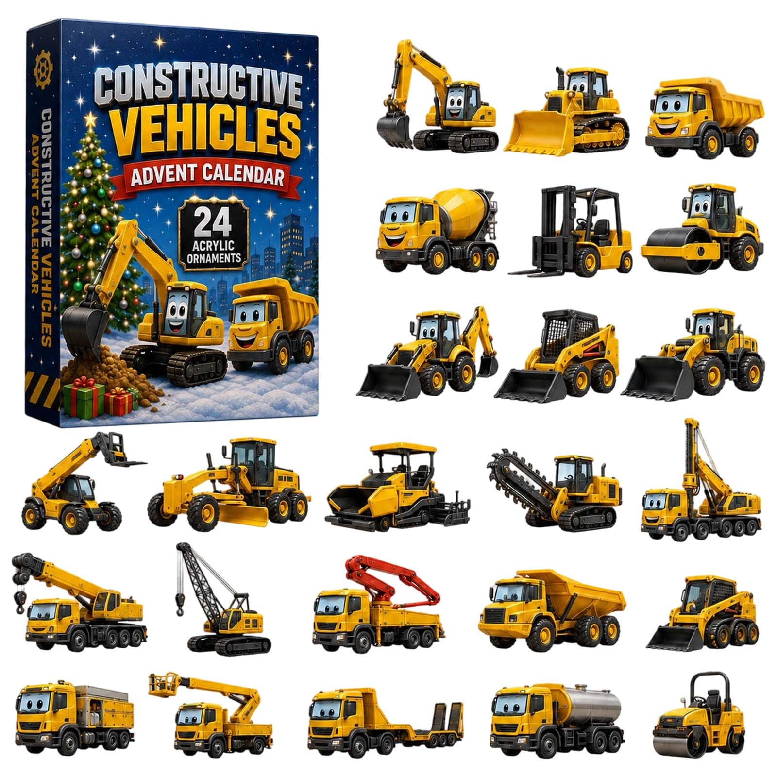 2026 For Kids Boys 24 Days Countdown Calendar With 2D Vehicles Holiday Advent Calendars For Kids Toddlers Boys