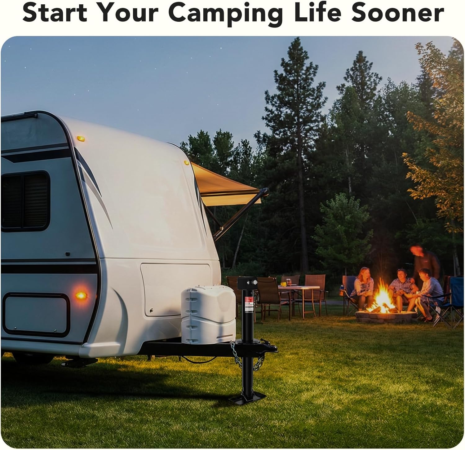 BYERN AUTO A-Frame Trailer Jack, 5000lbs Foot Plate & 2000 lbs Dual-Wheel, 20-24V Cordless Drill Compatible & Hand Crank, 14" Lift, Heavy Duty RV Tongue Jack for Trailer, Utility, Boat, Yacht