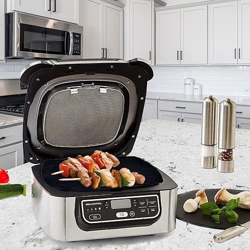 Miniatura 9 de KINLYBO Forros de silicona reutilizables para freidora de aire y 3 alfombrillas resistentes al calor compatibles con parrilla Ninja Foodi 5 en 1