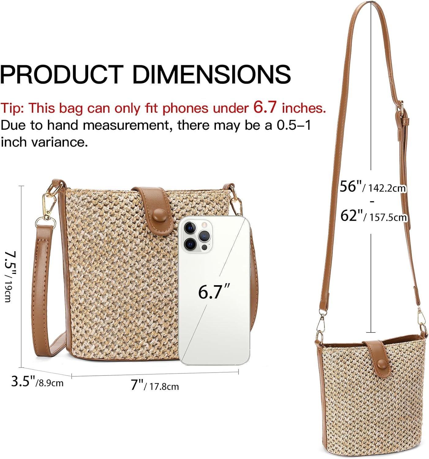 Small Straw Crossbody Bag for Women Woven Summer Shoulder Phone Purse Beach Handbag for Vacation - Image 4
