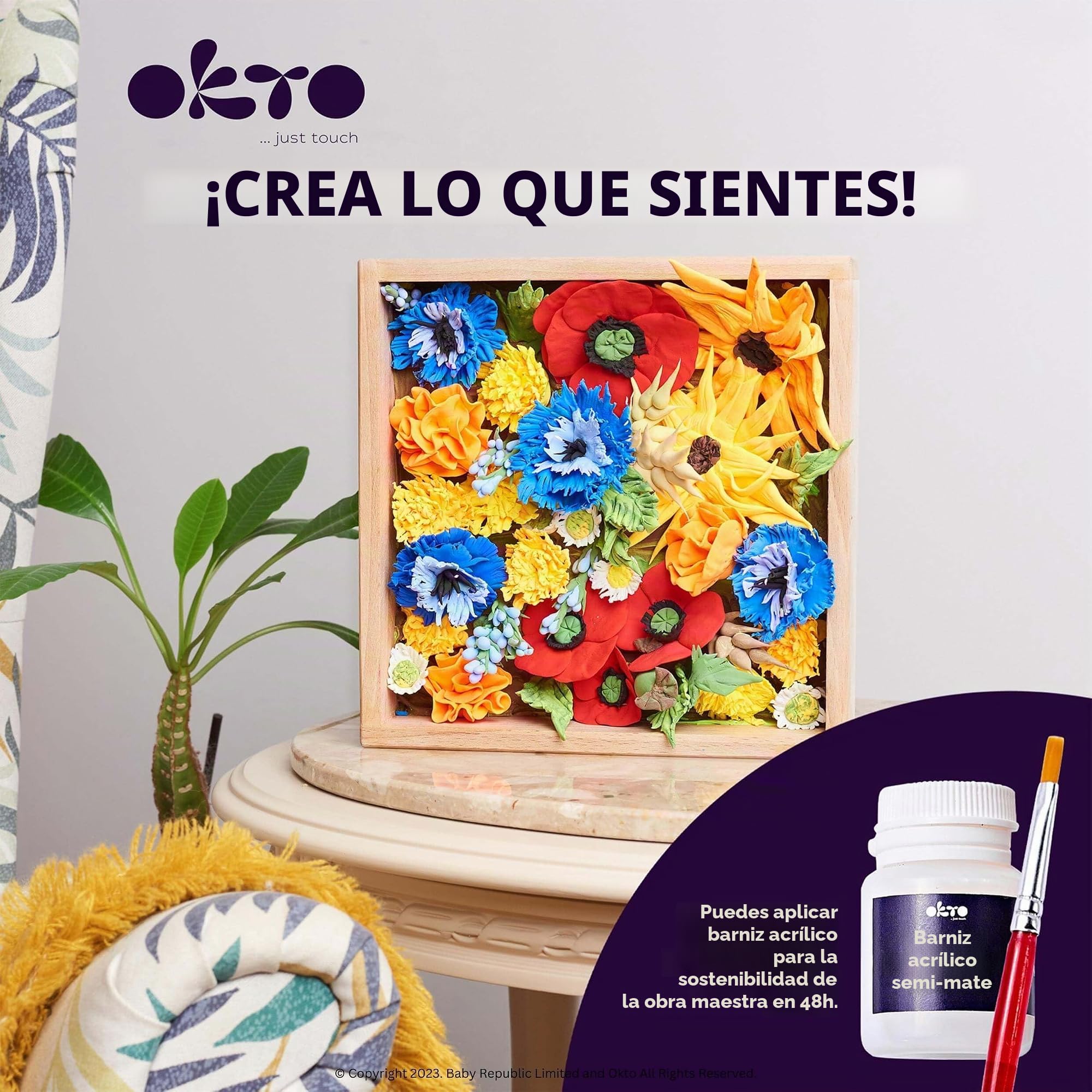 OKTO Kit de arte Freedom | Juego de arte de suculentas 3D para decoración de pared del hogar | Kits de manualidades para adultos del Reino Unido y adolescentes | Caja de manualidades con arcilla de