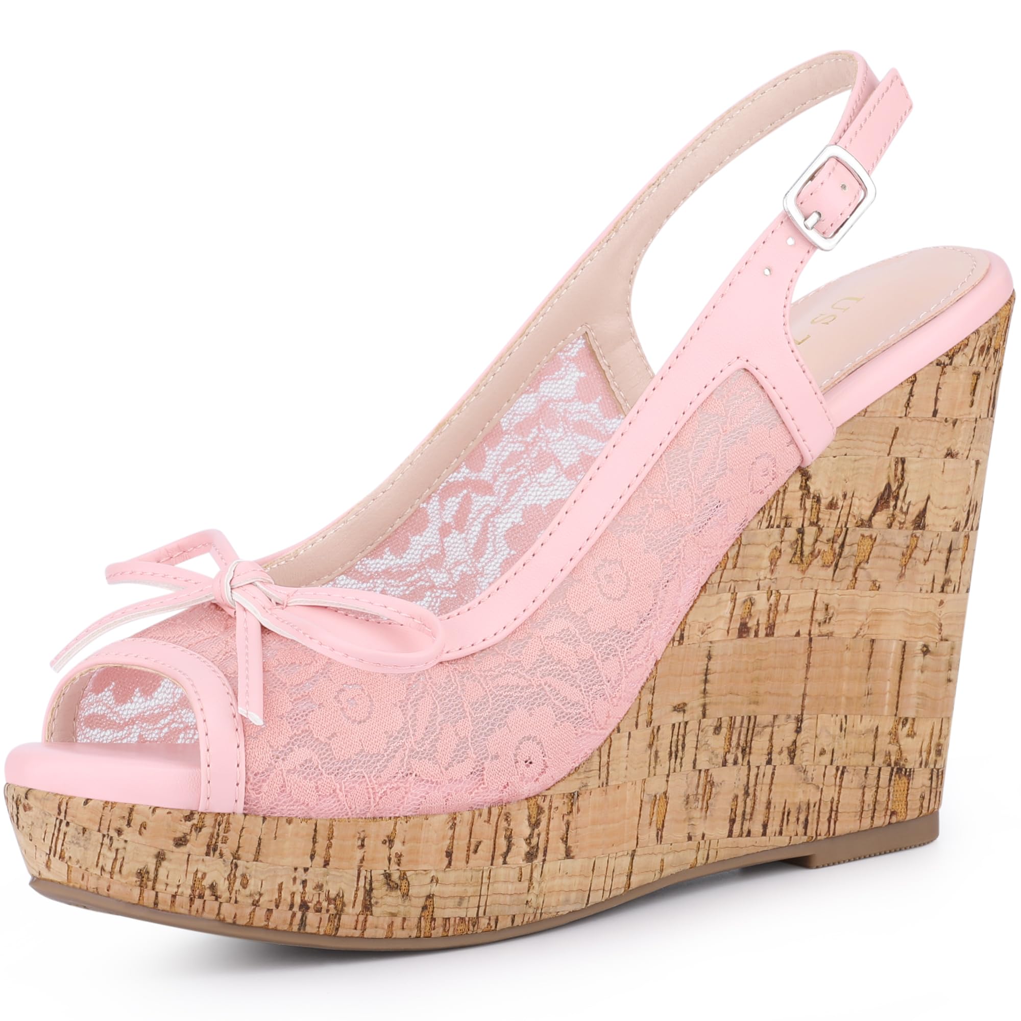 Allegra K Women's Lace Platform Wedges Wedge Heel Sandals