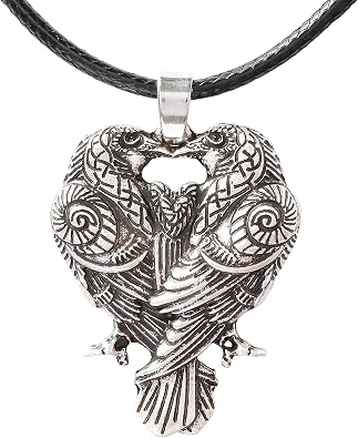 HAQUIL Raven Necklace, Norse Huginn and Muninn Odin Raven Pendant, Viking Jewelry Gift for Men and Women