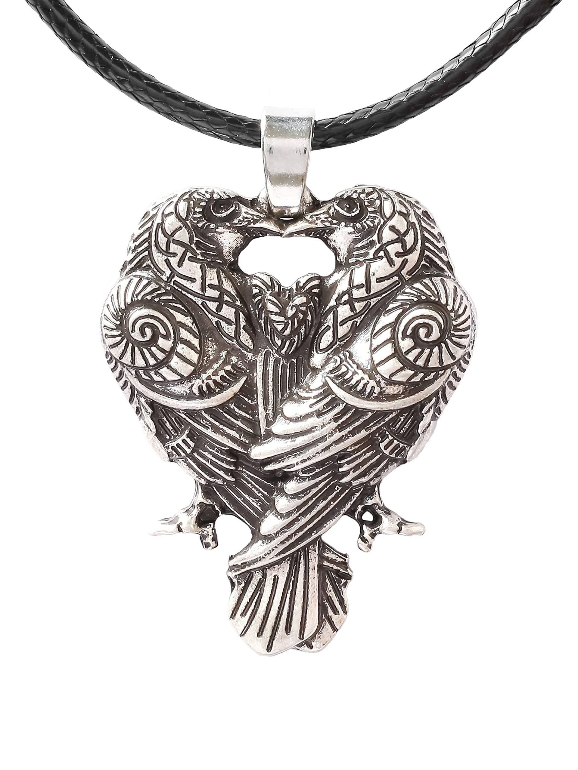HAQUIL Raven Necklace, Norse Huginn and Muninn Odin Raven Pendant, Viking Jewelry Gift for Men and Women