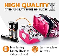 Vista 5 de Foxelli Linterna de Cabeza LED para Adultos y Niños, para Correr, Acampar, Hacer Senderismo, Faro de Cabeza con Luz Blanca y Roja, Diadema Cómoda