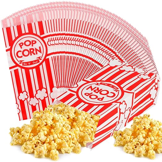 SUPWISER 200 Pcs Popcorn Bags, 1 Oz Movie Night Paper