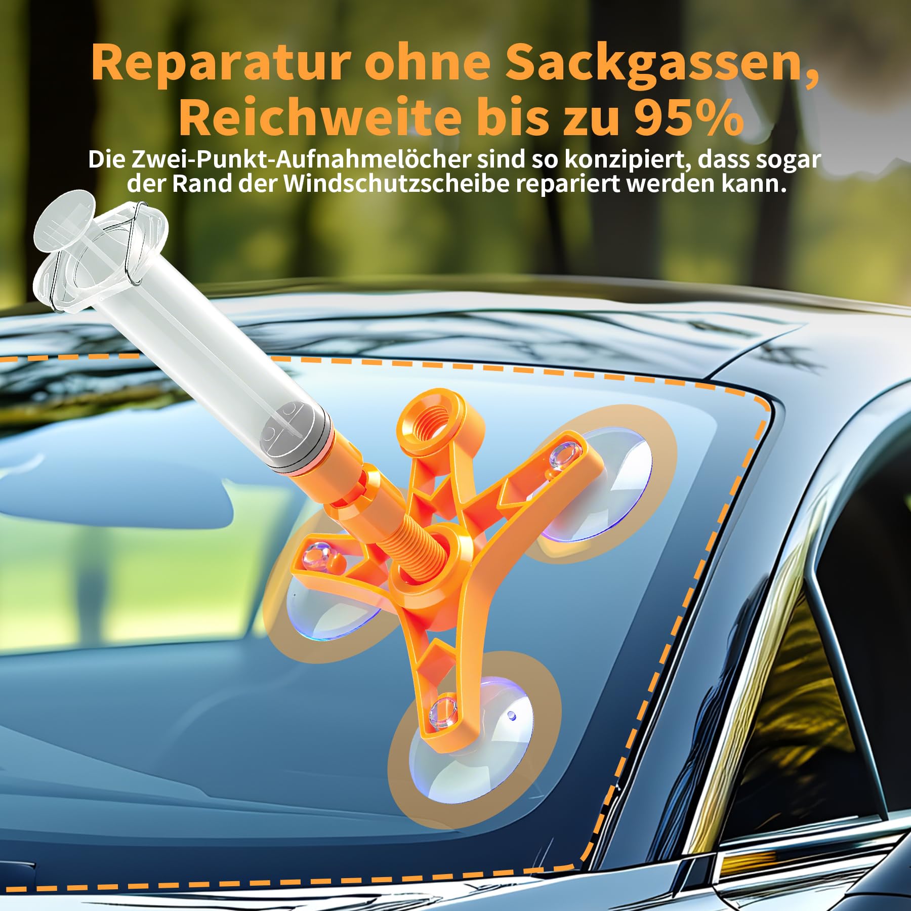 Kit Professionale per la Riparazione del Parabrezza in Caso di Danni causati da pietrisco, Kit Universale per la Riparazione dei vetri delle Automobili, Senza Lampada UV