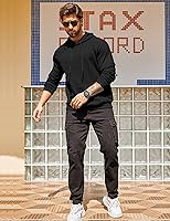 Vista 3 de COOFANDY Sudadera con capucha para hombre, manga larga, casual, con bolsillo, de punto gofre