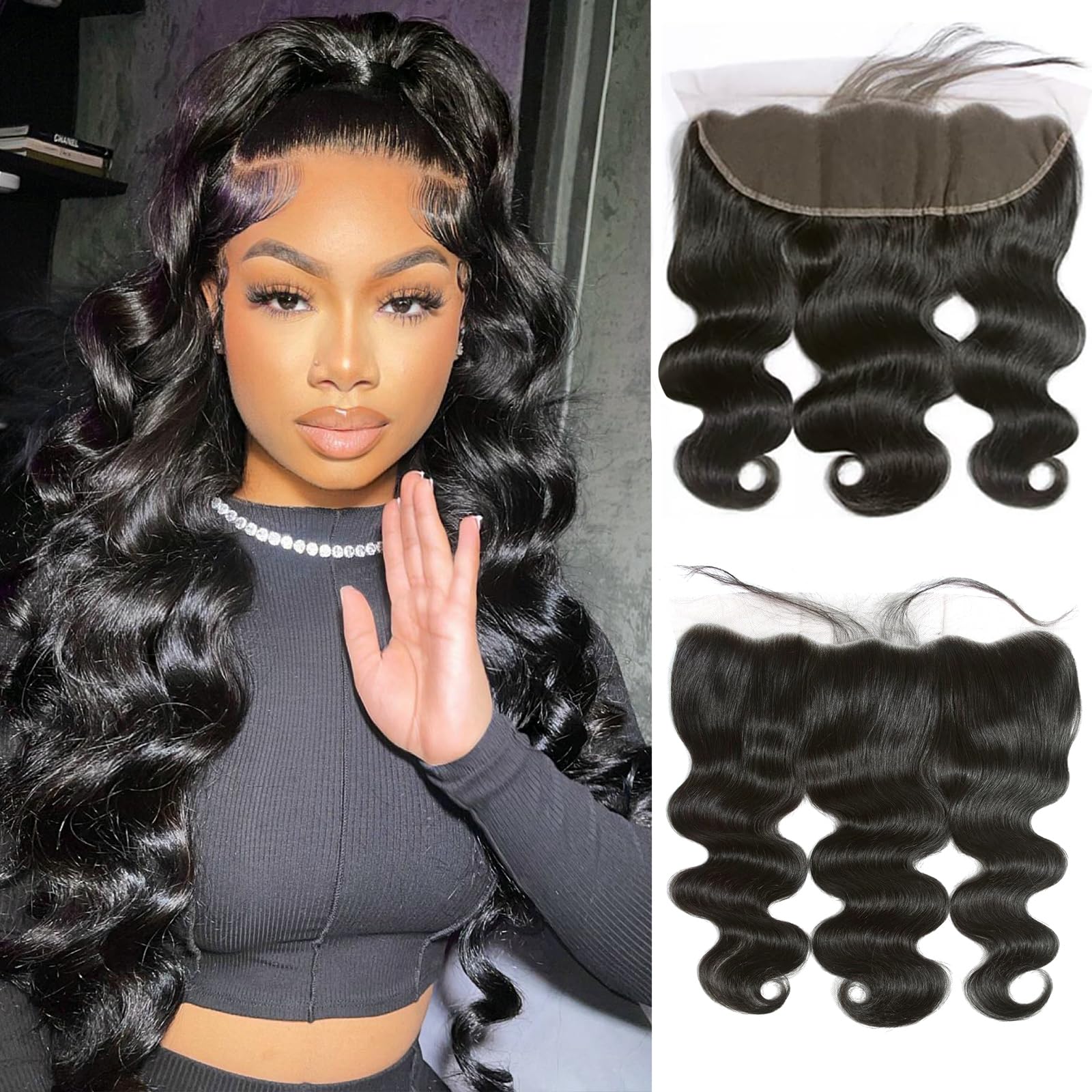 13x4 Lace Frontal Closure Body Wave Lace Front with Baby Hair 12A Brazilian Unprocessed Ear To Ear Frontal HD Lace Free Part Natural Hairline 22 Inch