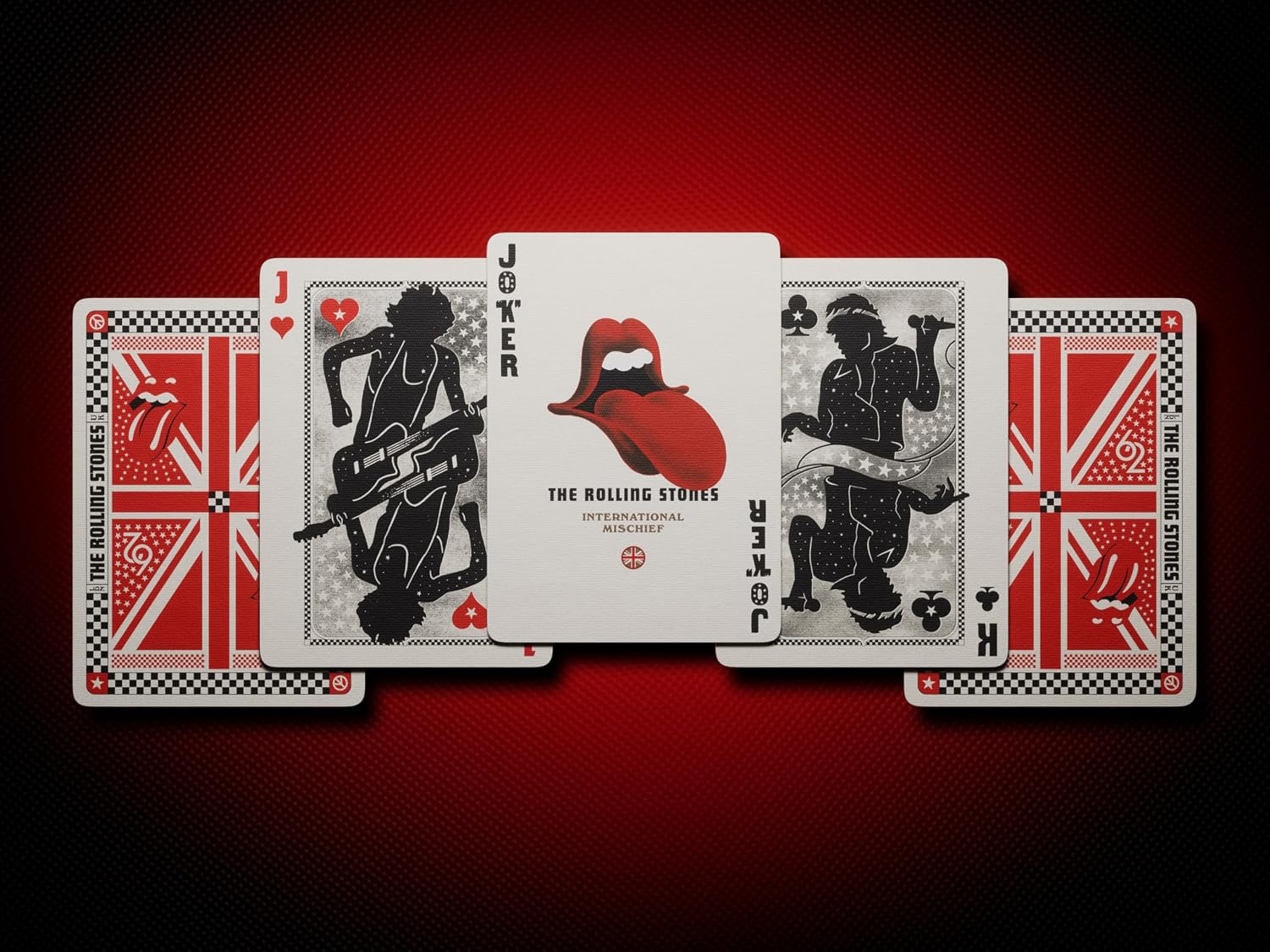 theory11 The Rolling Stones Playing Cards - Rock Music Themed Deck with Custom Aces Jokers Court Cards, Black Collector Style Poker Cards for Fans, Game Night, Magic, Cardistry, Gifts & Parties