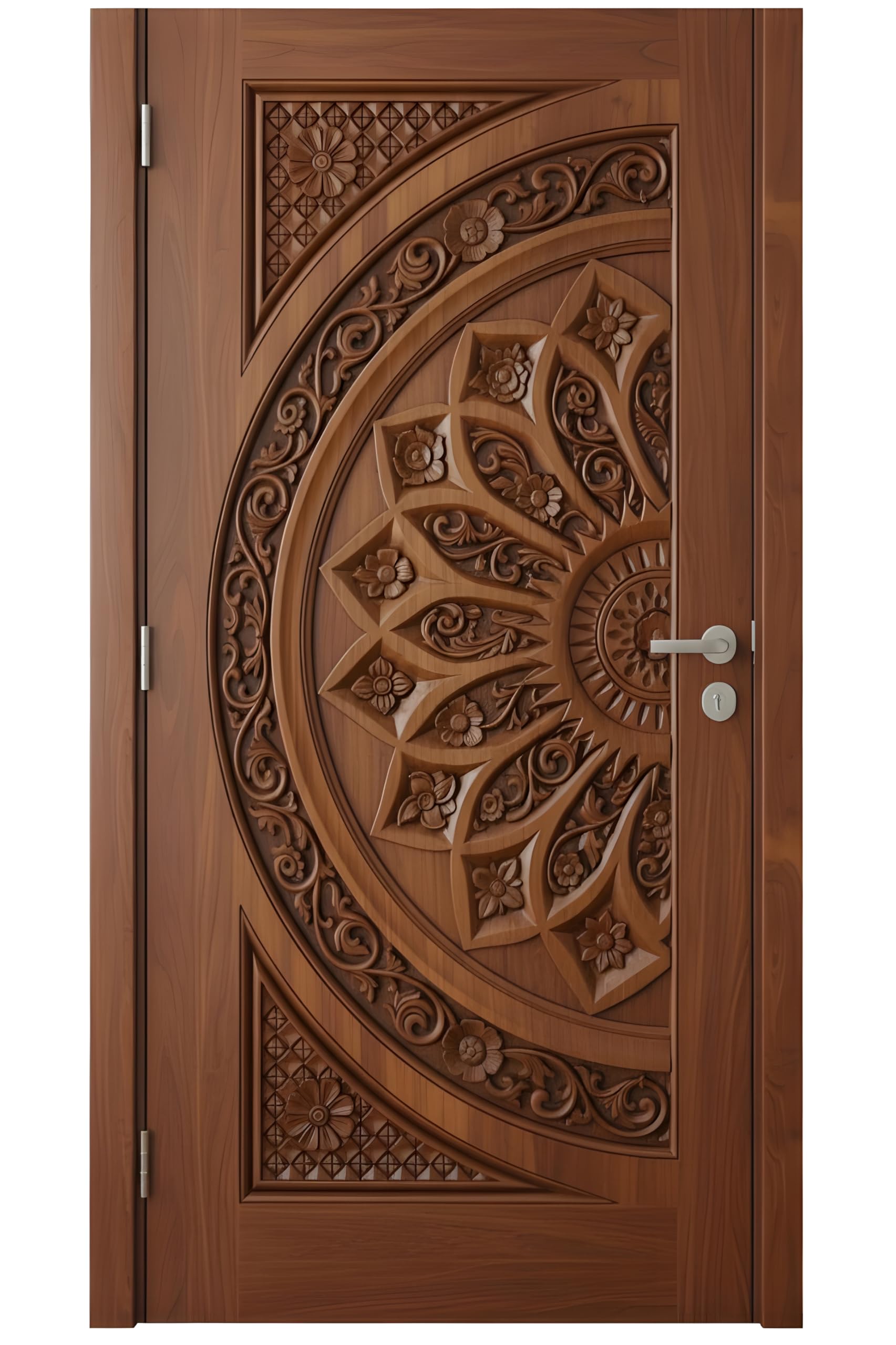 MUSA KAZIM Hand-Carved Solid Pine Wood Fancy Front Gate Panel