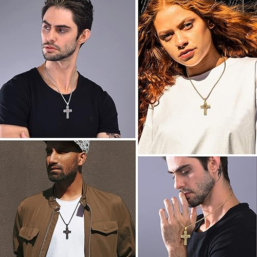 Miniatura 2 de PROSTEEL Vintage Masonic Knight Templar Necklace, 316L Stainless Steel RoundCrossShield Pendant Necklace, Come Gift Box