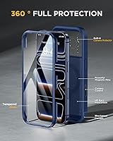 Vista 775 de Miracase Funda magnética para iPhone 14 de 6.1 pulgadas, protector de pantalla de vidrio templado integrado + protector de lente, compatible