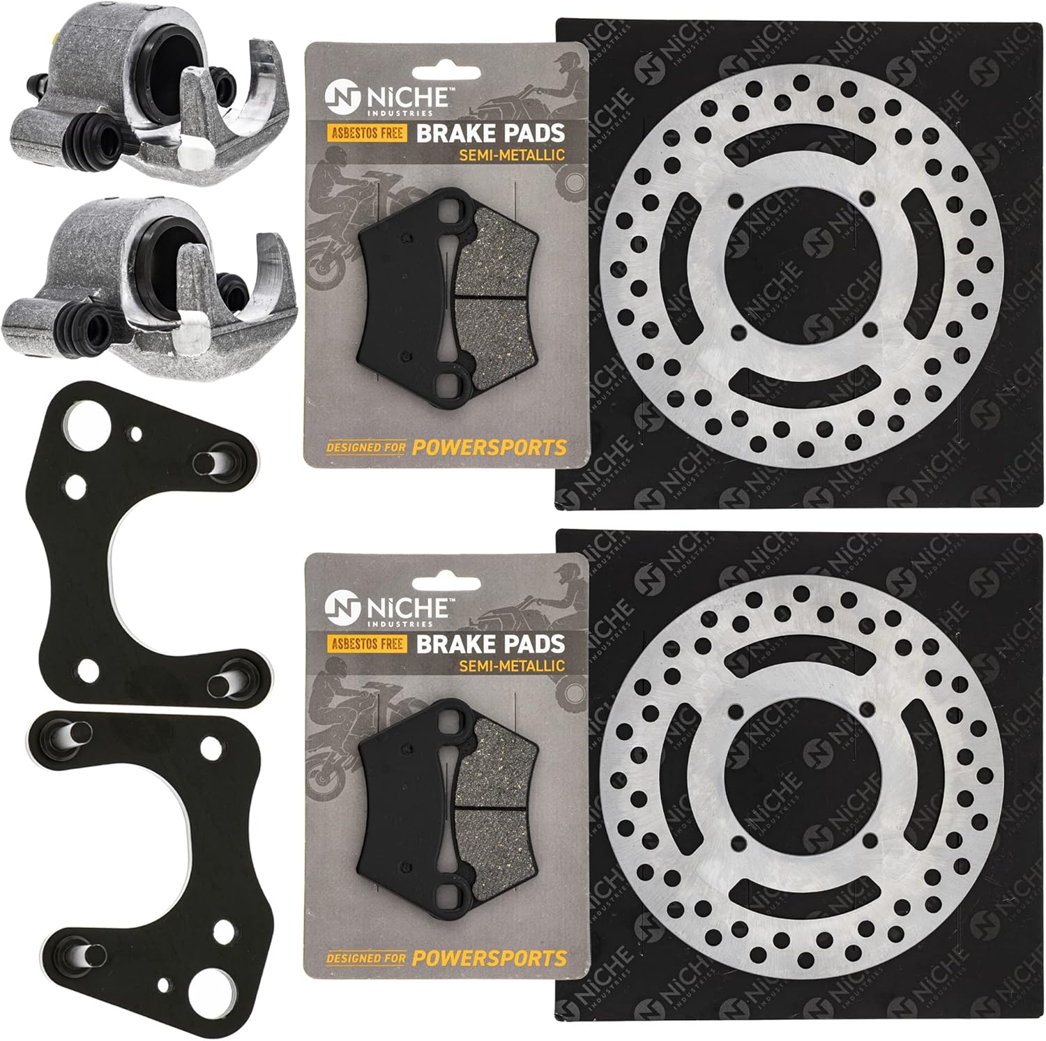NICHE Front Brake Rotor Caliper Pad Kit for Polaris Ranger 570 800 ETX ACE 500 5244314 1911373 1912121 2202413