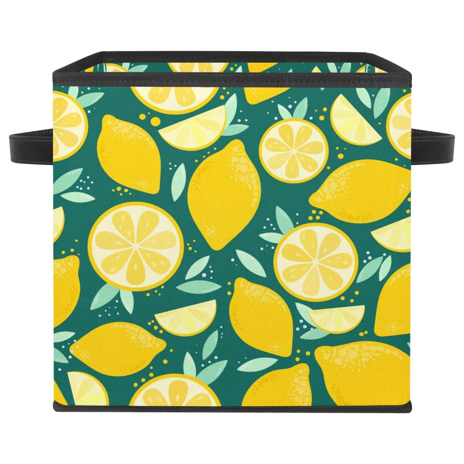Bac de rangement en tissu durable avec poignées motif fruits
