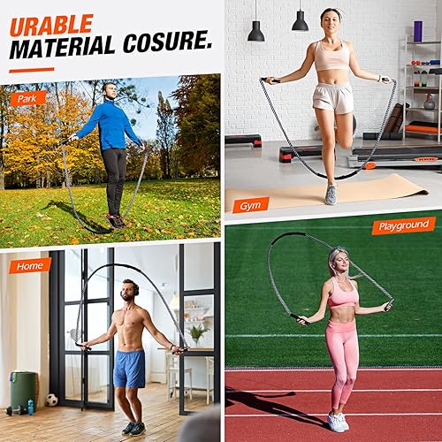 Miniatura 7 de Cuerda de saltar, cuerda de saltar pesada para fitness, equipo de entrenamiento para hombres y mujeres, cuerda de entrenamiento pesado para adultos