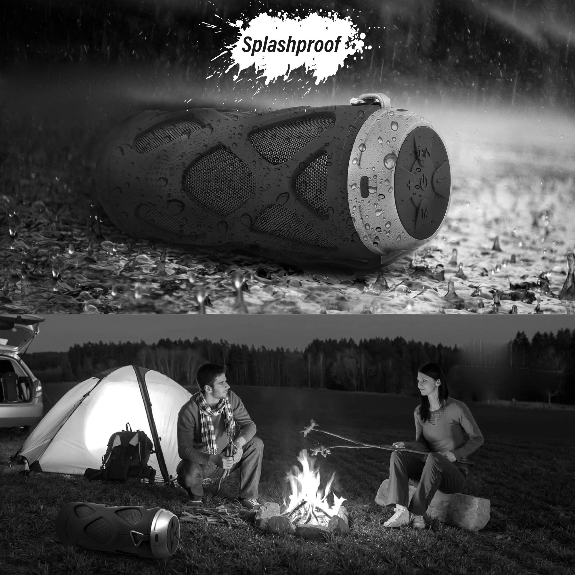 LEICKE Bluetooth Lautsprecher DJ Roxxx | spritzwassergeschützter tragbarer Lautsprecher | Kabellose Musikbox | fürs Fahrrad und Outdoor ​| Mit Wasserfest Stoßfest Mikrofon Portable 360° Stereo Audio