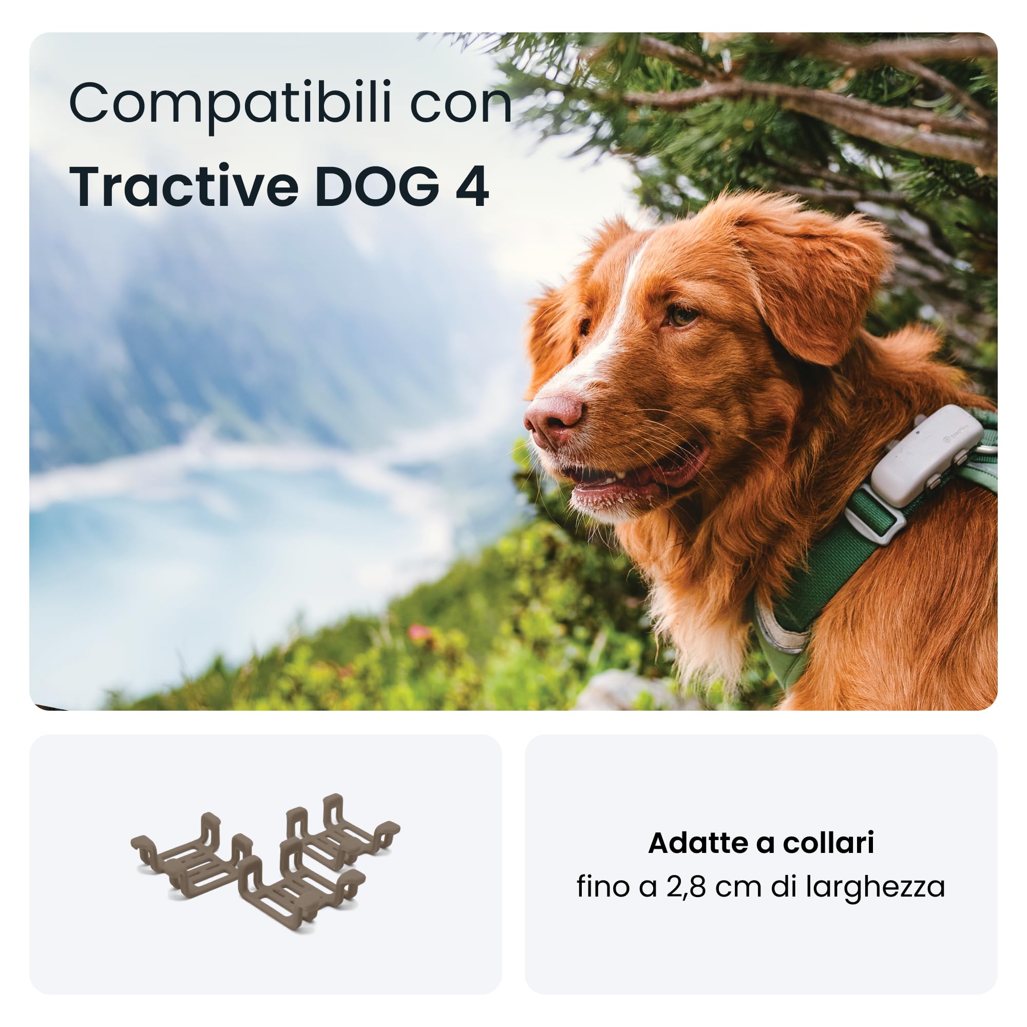 Tractive - Clip di Gomma (x3) per localizzatore GPS Dog (Formato Standard, Marrone)