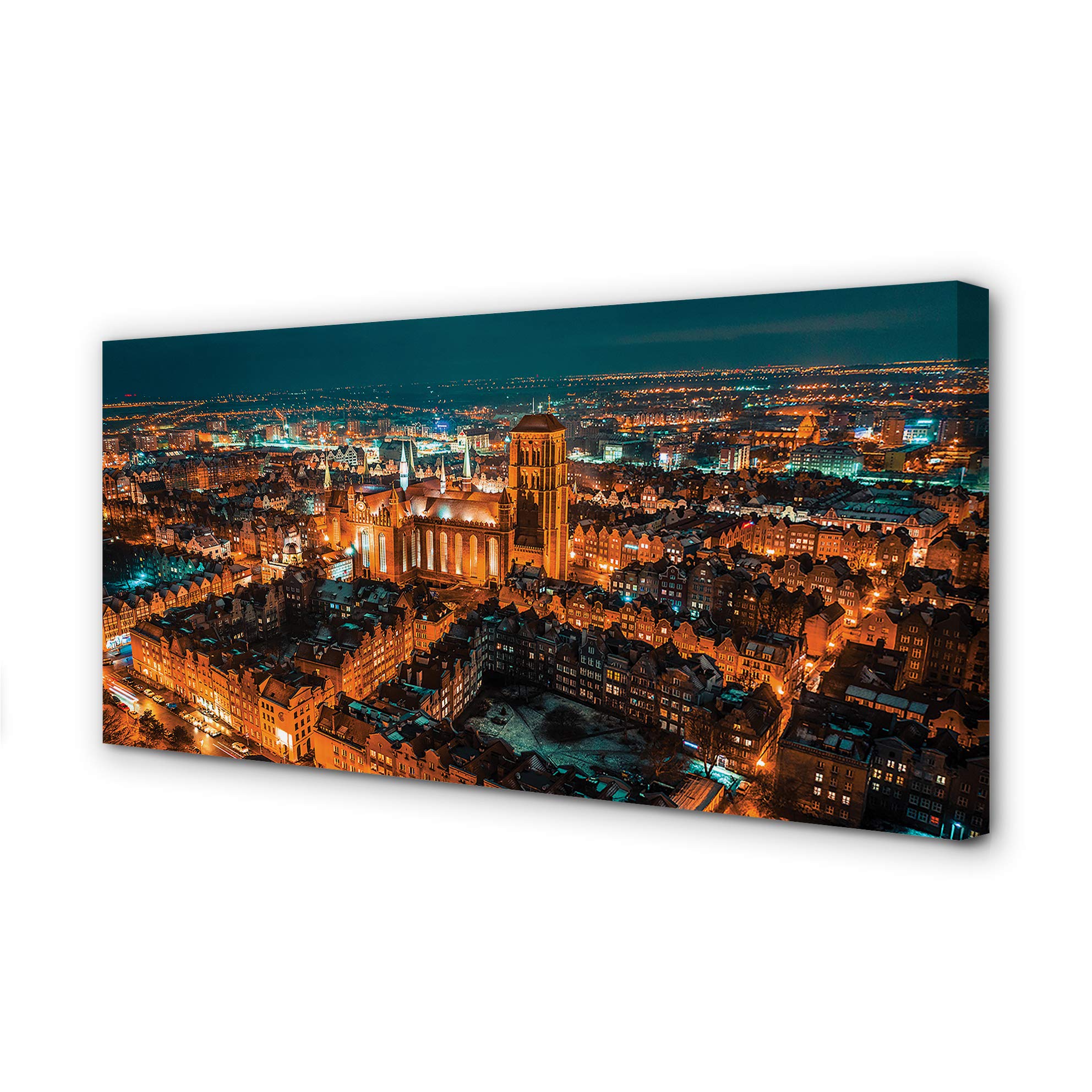 Tableau sur toile haut de gamme Tulup 140x70cm grand format panorama église nocturne