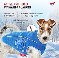 Vista 3 de Suéter de forro polar aislado para perros Chaleco ligero y cálido para perro Puerto con cremallera para arnés Chaqueta de invierno para clima