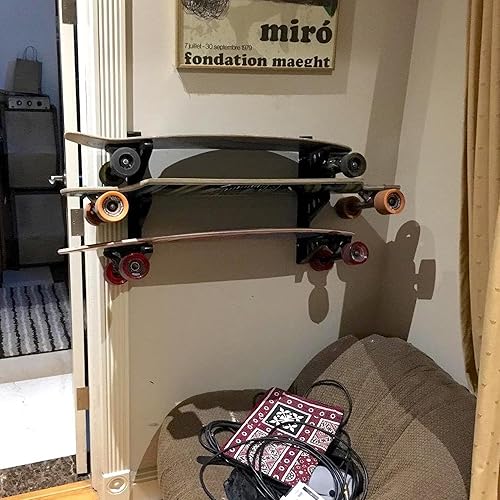 Miniatura 5 de StoreYourBoard Estante de pared Longboard, almacenamiento triple para Longboard