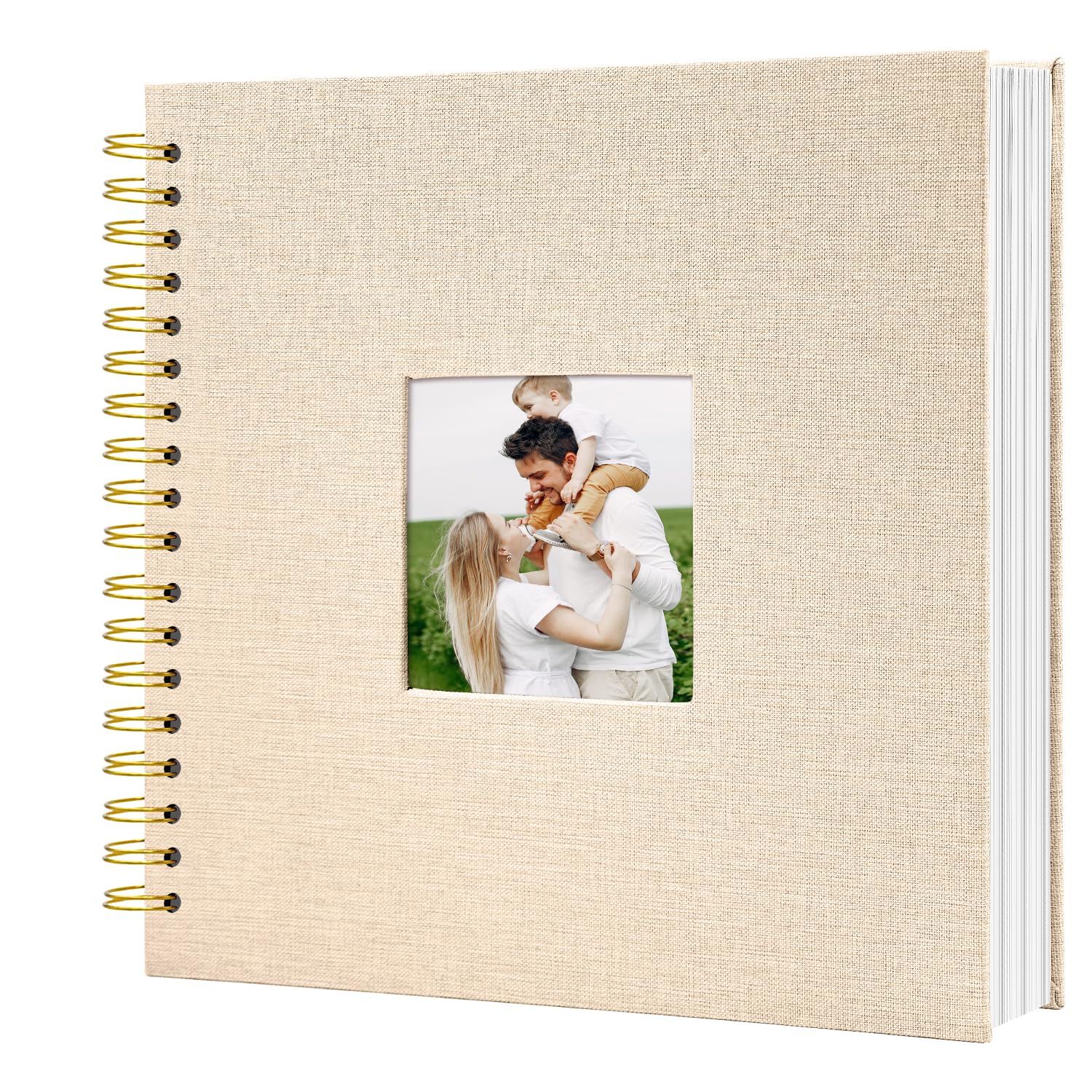 Album photo lin kraft beige clair 80 pages fête prénatale
