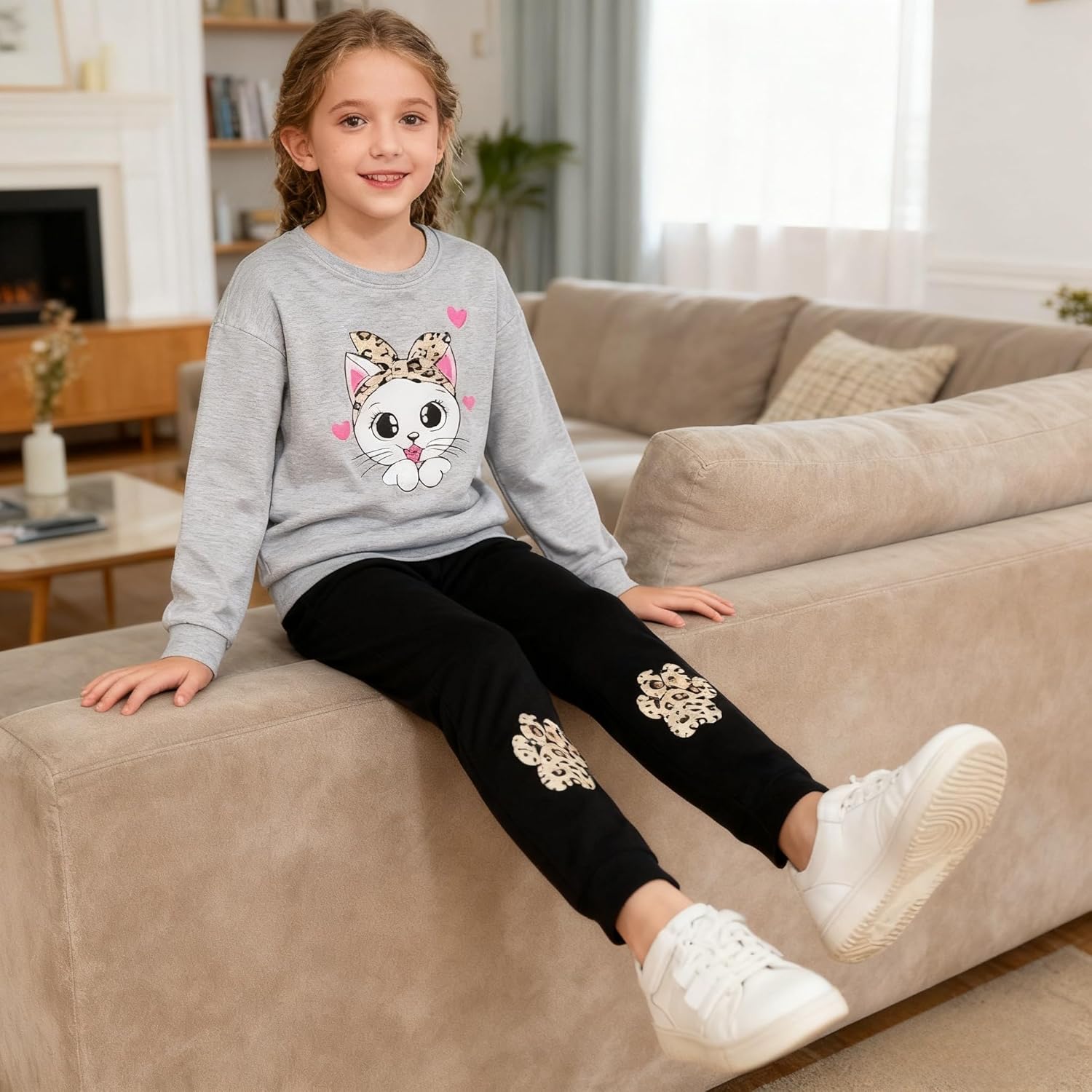 Girls Clothes Sweatshirt Casual Outfit for Girl Leggings 2 Piece Fall Pants Set - Image 4
