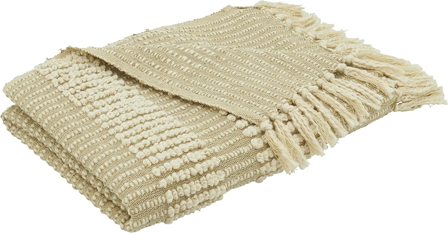 SARO LIFESTYLE Woven Stripe Throw Blanket