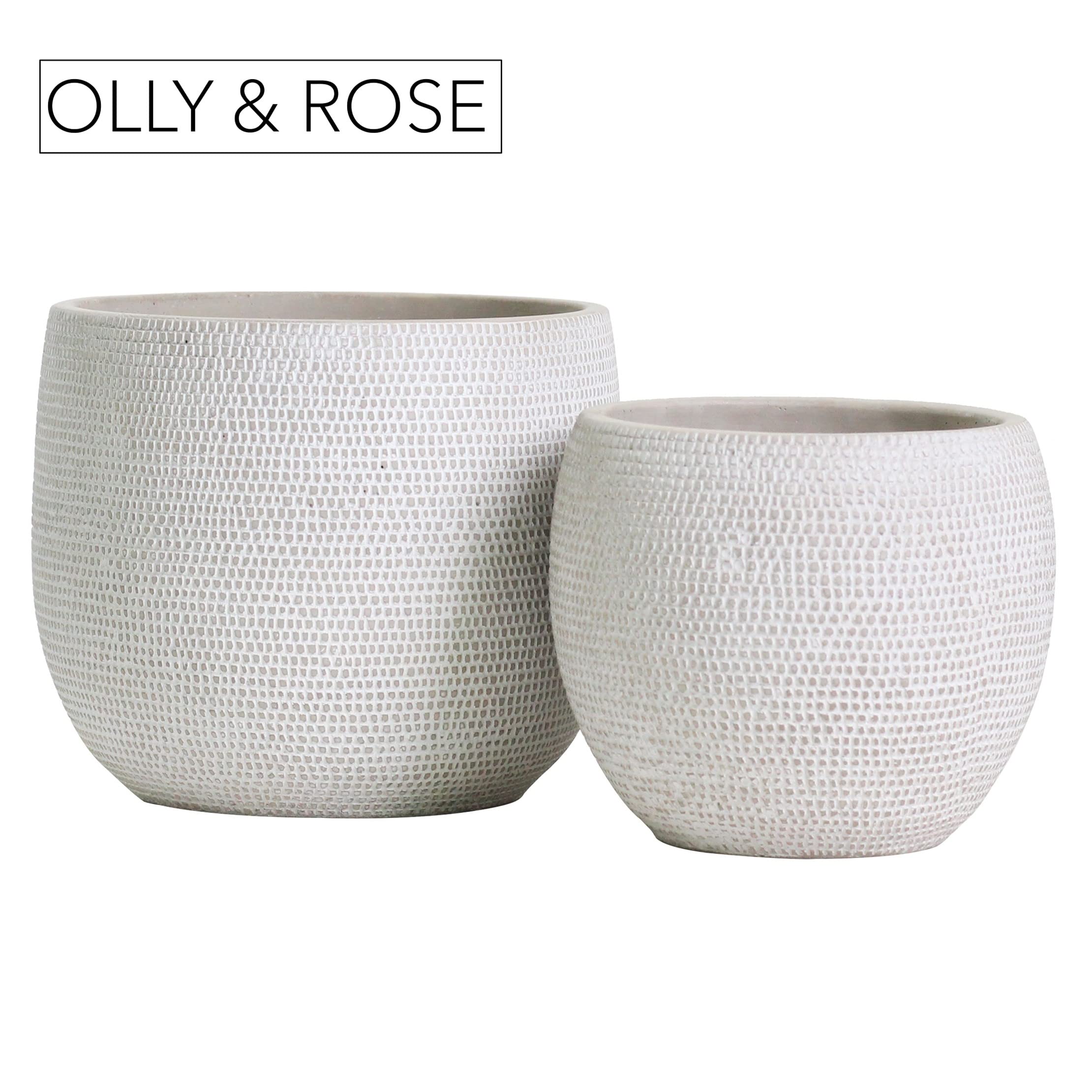 Olly & Rose Barcelona Lot de 2 Pots de Fleurs en céramique pour intérieur et extérieur Blanc