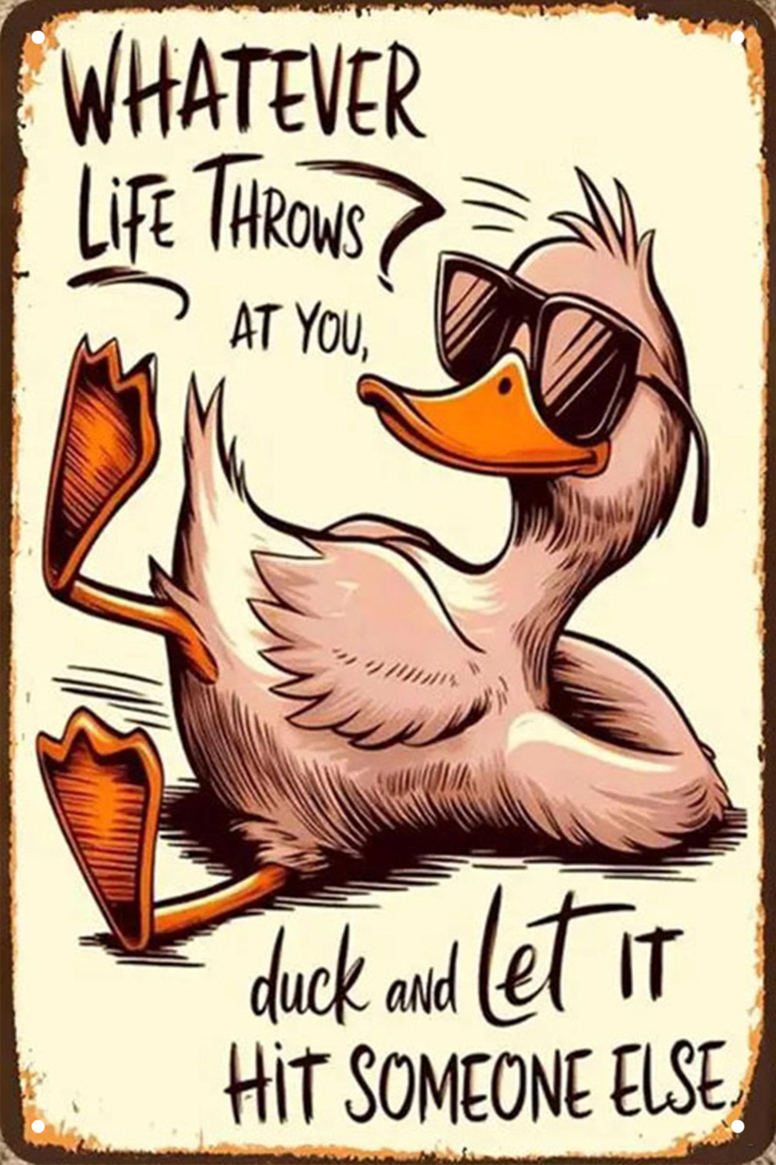 Vintage Room Metal Sign,Retro Funny Home Tin Sign,Wall Aesthetics and Decor for Kitchen Bar Pub Club Cafe Living Room Restaurant Shop Office 8x12 Inches (duck)