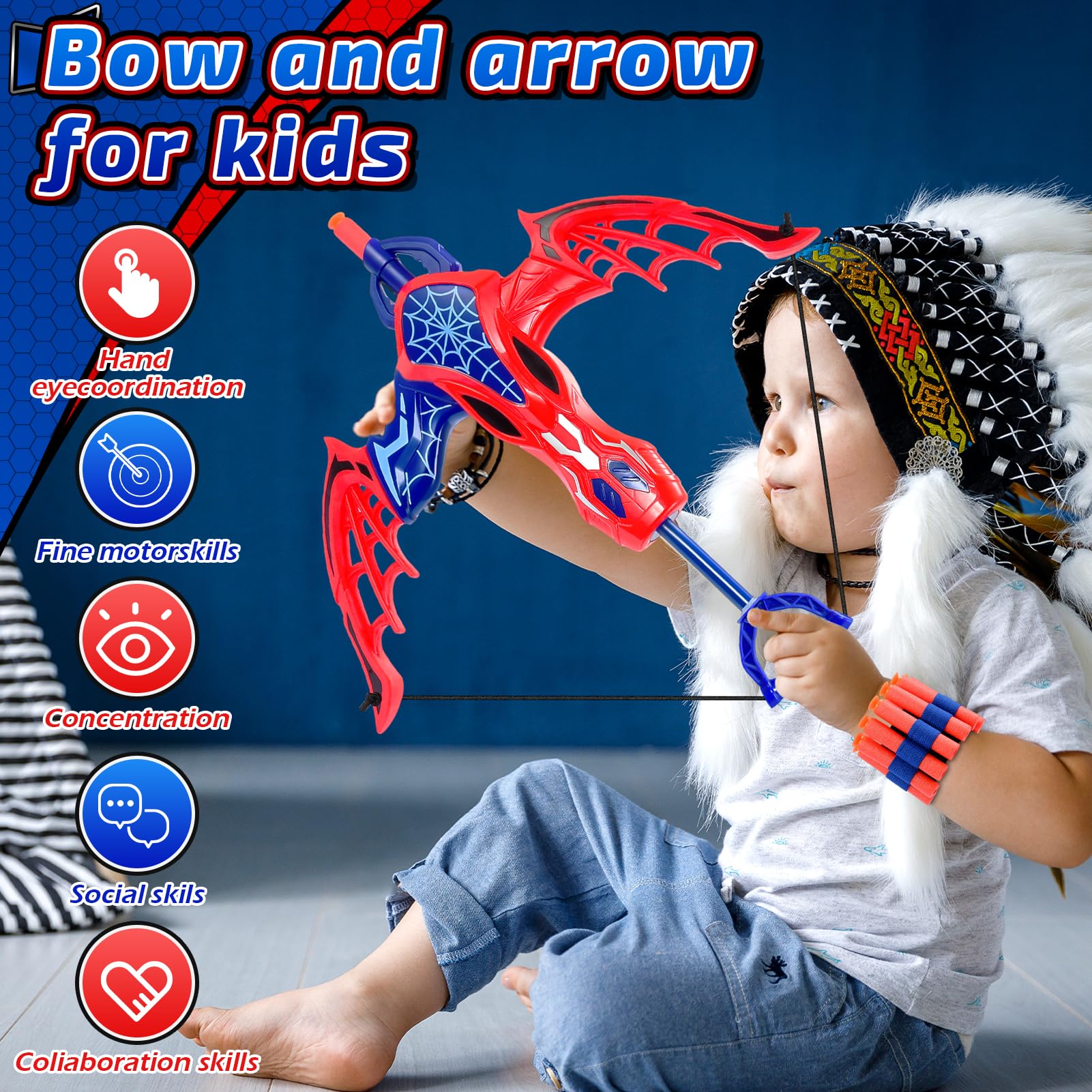 Toyokid Spider Giocattoli per Bambini 3 4 5 6 7 8 Anni Ragno Freccia e Arco Giocattoli 3-7 Anni Ragazzo Regalo 3-8 Anni Spider Giochi all'aperto per Bambini 3-8 Anni Giochi Bambini Regali Pasqua