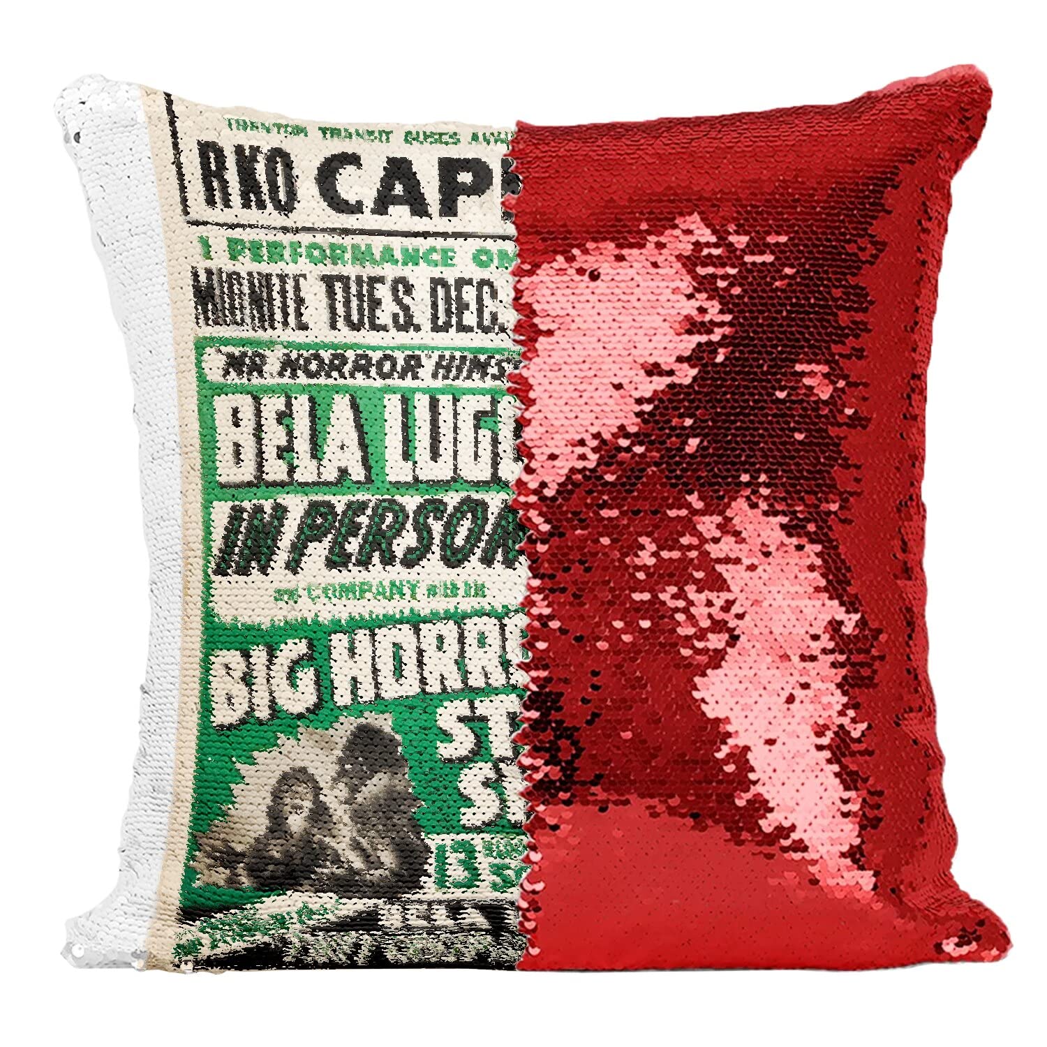 Paillettes rouge magie et horreur rétro housse de coussin spectacle