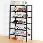 smiry Shoe Rack, 3 Tier Bamboo Shoe Organizer, Stackable Free Standing Wooden Shoe Storage Shelf for Closet, Entryway, Front Door Entrance, White