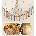RelaxScene Stuffed Animal Hammock Corner with LED Light - Toy Storage Hammock Plushie Net Large - Cute Stuff Animals Holder Hanging Organizer - Baby Room Rainbow Decor Kids Toddler Nursery Bedroom